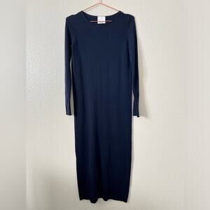 Allude Cashmere Sweater Dresss long maxi navy blue